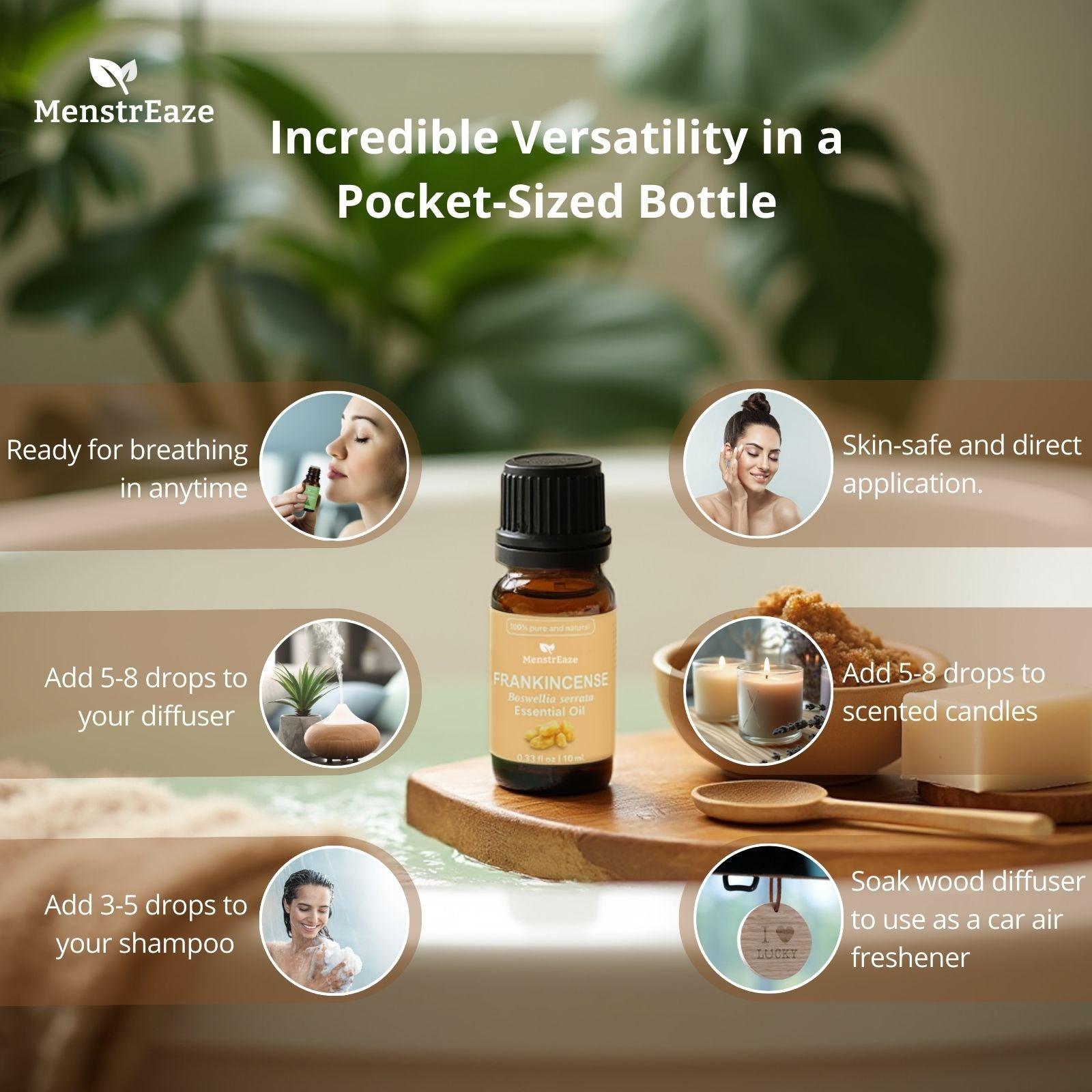 Frankincense & Grapeseed Essential Oil Dropper Bottle for Skin, Candle Making and Body Massages, 10ml