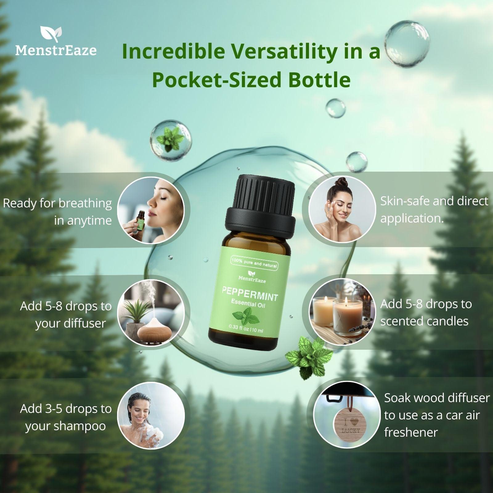 How many drops of peppermint oil in diffuser and shampoo