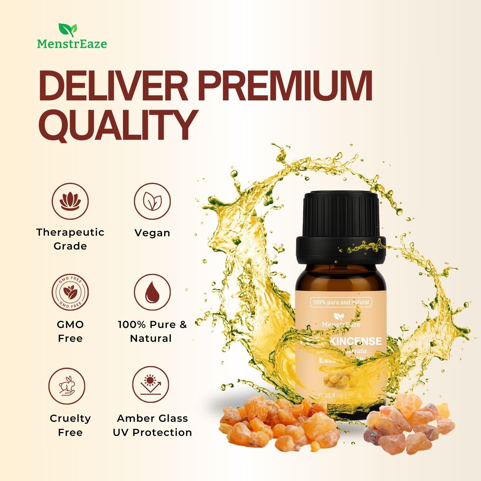 Frankincense & Grapeseed Essential Oil Dropper Bottle for Skin, Candle Making and Body Massages, 10ml