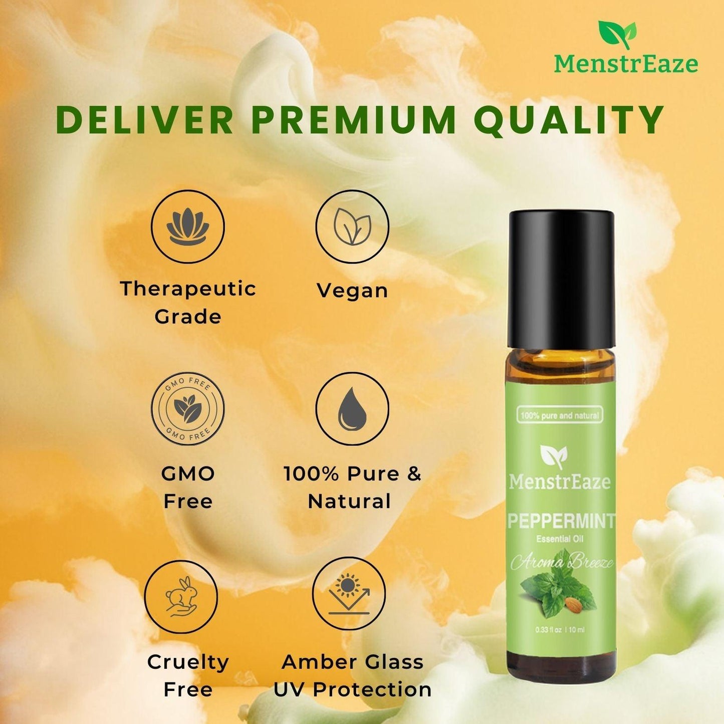100% natural and pure peppermint oil blended with sweet almond oil and ready for use | GMO-Free and therapeutic grade