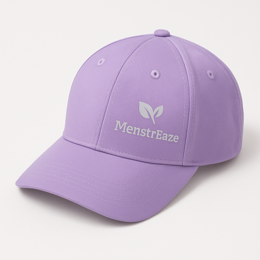 MenstrEaze Baseball Cap, 100% Cotton, One Size, Lavender, Red & Beige Color