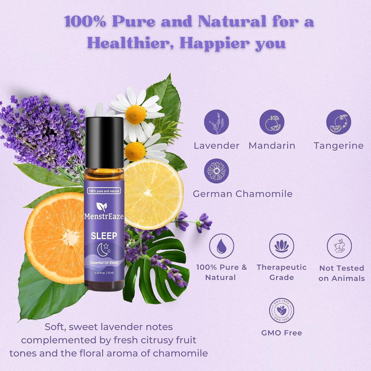 Bedtime essential oil blends including lavender, mandarin, tangerine, German Chamomile