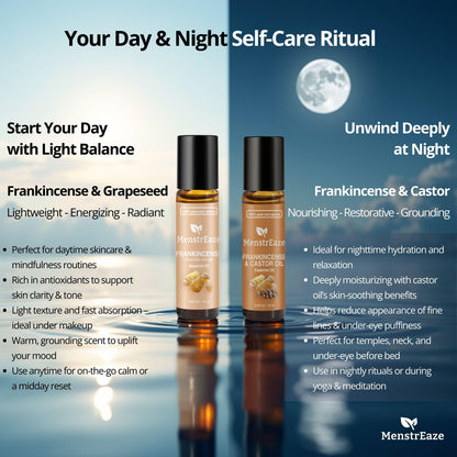 Frankincense & Grapeseed Essential Oil Roll On for Fine lines and Daytime Skincare, 10 ml