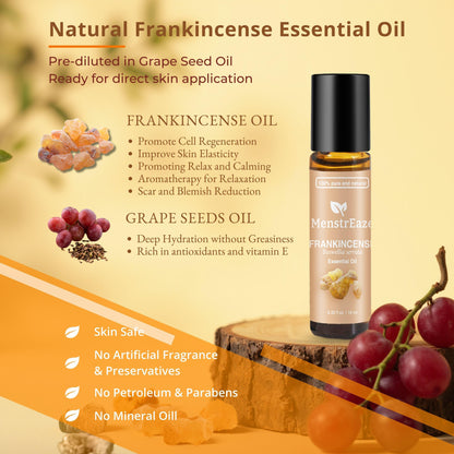 Frankincense & Grapeseed Essential Oil Roll On for Fine lines and Daytime Skincare, 10 ml