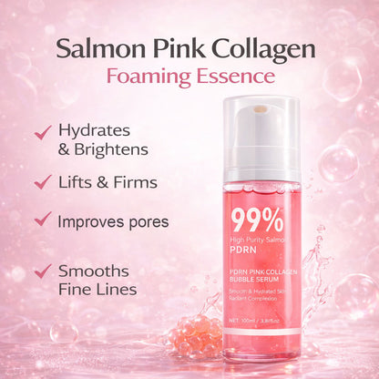 PDRN Pink Collagen Bubble Serum with 99% Salmon DNA, Retinol, Niacinamide & Ceramides, 3.38 fl oz
