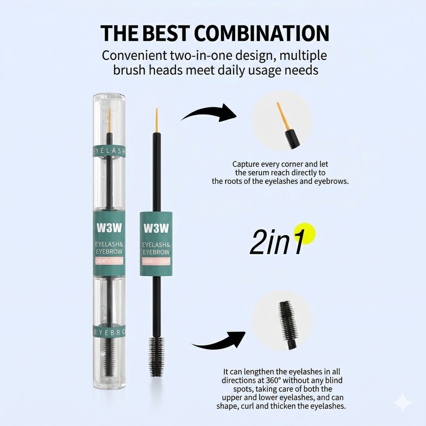 2-in-1 Eyelash & Eyebrow Growth Serum for Longer, Thicker & Fuller Lashes