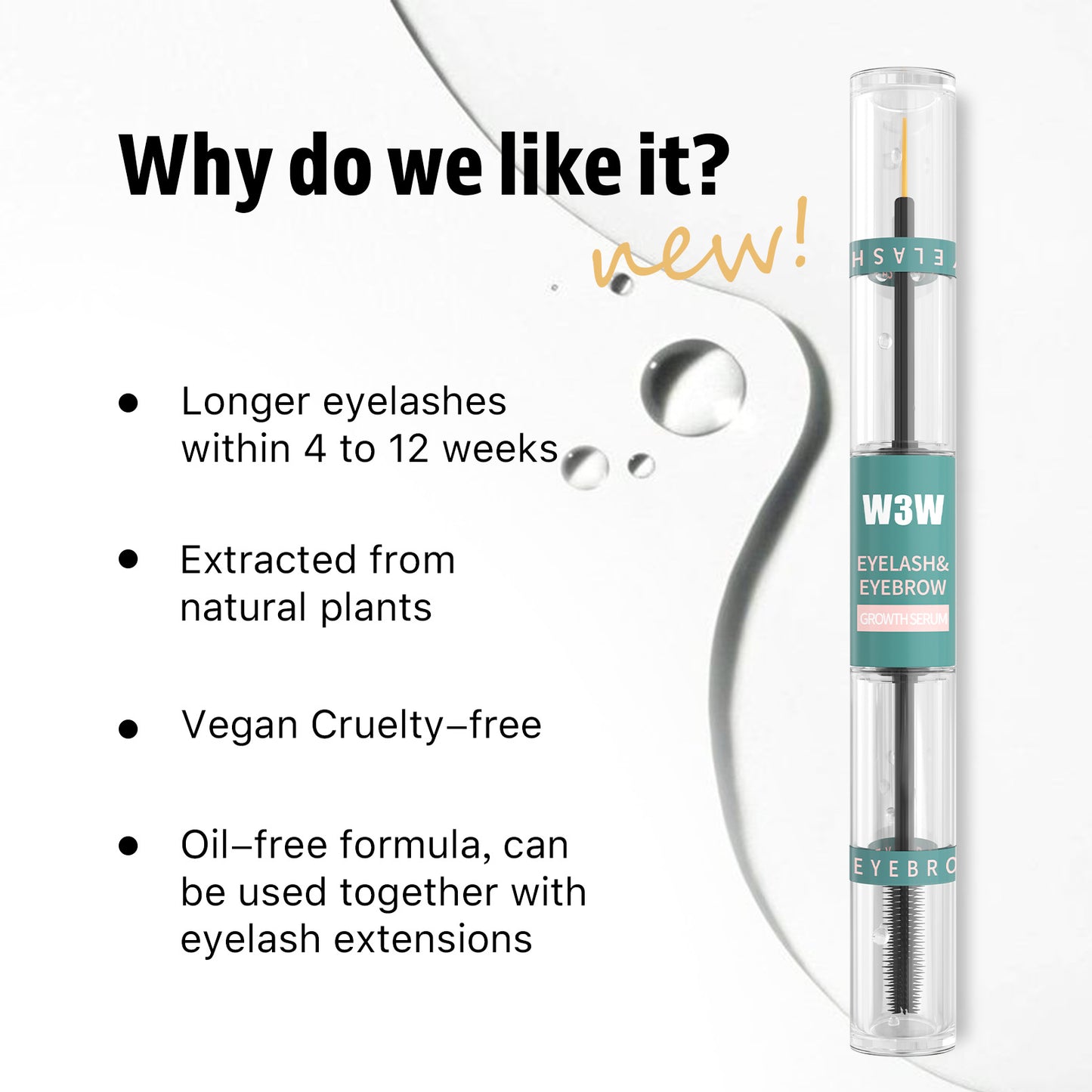2-in-1 Eyelash & Eyebrow Growth Serum for Longer, Thicker & Fuller Lashes